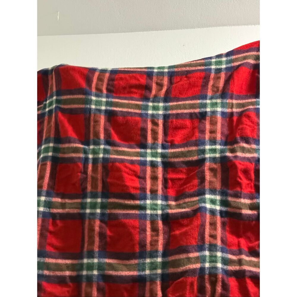 vintage troy robe Tartan wool blanket 48x54 red plaid‎ stadium
